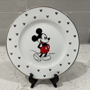 MICKEY MOUSE CLASSIC GOLD 8” Salad Plate Gold Heads Rim Bone China Dinner ware